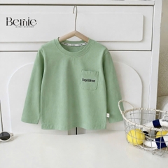 Áo thun trơn tay dài thêu Cozy Brave nhiều màu unisex cho bé trai bé gái đi học đi chơi 9kg đến 27kg BERNIE T0526A05D