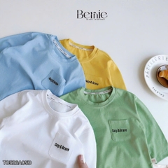Áo thun trơn tay dài thêu Cozy Brave nhiều màu unisex cho bé trai bé gái đi học đi chơi 9kg đến 27kg BERNIE T0526A05D