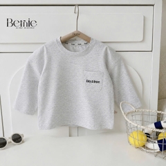 Áo thun trơn tay dài thêu Cozy Brave nhiều màu unisex cho bé trai bé gái đi học đi chơi 9kg đến 27kg BERNIE T0526A05D