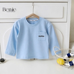 Áo thun trơn tay dài thêu Cozy Brave nhiều màu unisex cho bé trai bé gái đi học đi chơi 9kg đến 27kg BERNIE T0526A05D