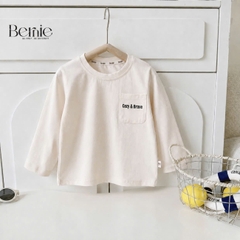 Áo thun trơn tay dài thêu Cozy Brave nhiều màu unisex cho bé trai bé gái đi học đi chơi 9kg đến 27kg BERNIE T0526A05D