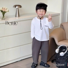 Áo thun trơn tay dài thêu Cozy Brave nhiều màu unisex cho bé trai bé gái đi học đi chơi 9kg đến 27kg BERNIE T0526A05D