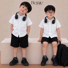 Set bộ sơ mi Vigorous áo sơ mi tay ngắn kèm quần short cho bé trai từ 9 đến 28kg BERNIE H0726Q25