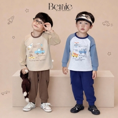 Set bộ dài tay áo thun raplang phối màu Little Riders kèm quần dài cho bé trai size 9 tới 25kg BERNIE H0426B20
