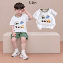 Áo thun áo phông tay ngắn chất thun cotton họa tiết Travel vui tươi cho bé trai size 9 tới 28kg BERNIE T1025B70