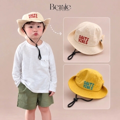 Mũ tai bèo có dây rút và nút bấm unisex cho bé trai bé gái đi chơi đi biển chụp hình xinh yêu 1 đến 4 tuổi BERNIE HL349