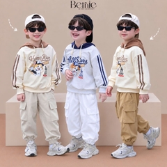 Quần dài quần gió mềm phối can nắp túi bo gấu cho bé trai bé gái size 9 tới 28kg BERNIE H0726Q24