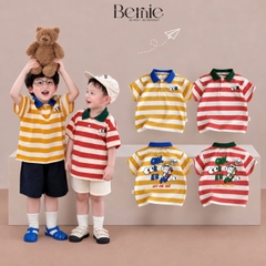 Áo thun áo polo tay ngắn họa tiết kẻ ngang sắc màu Ok cho bé trai size 9kg đến 25kg BERNIE H0226B37A