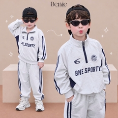 Set bộ thể thao bé trai áo hoodie tay dài cố phối dây kéo kèm quần dài BNE SPORTY 11 tới 28kg BERNIE T0526B17