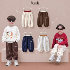 Quần dài nỉ thu đông phối viền phối màu thêu Cozy cho bé trai phong cách size 11 tới 28kg BERNIE H0526Q10