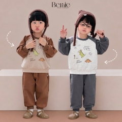 Set bộ thu đông phong cách Cool Dragon cho bé trai áo tay dài raplang kèm quần size 9 tới 26kg BERNIE H0426B21