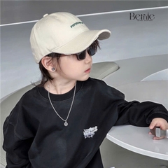 Mũ lưỡi trai kaki xước unisex cho bé trai bé gái thêu chữ phong cách Hàn quốc BERNIE 49-52cm cm bé 2 đến 6 tuổi 
