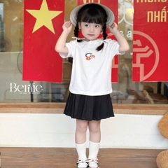 Áo thun tay ngắn unisex cho bé trai bé gái họa tiết in chữ Độc lập - Tự do size 9 tới 25kg BERNIE H0425A57