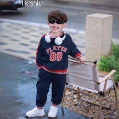 Set bộ dài thể thao chất thun cotton họa tiết hình in Player 88 kèm quần dài cho bé trai size 1 đến 7 tuổi BERNIE T0325B33