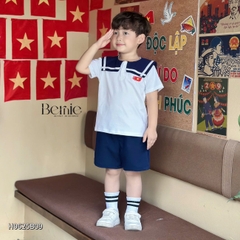 Set thủy thủ bé trai bé gái học sinh thêu lá cờ đỏ yêu nước Việt Nam 1 đến 8 tuổi Bernie H0625B08