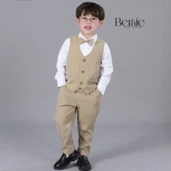 Set bộ vest hoàng gia 6 chi tiết dài tay màu nâu bé trai đi tiệc đi sự kiện size 9 tới 28kg BERNIE H0725B71