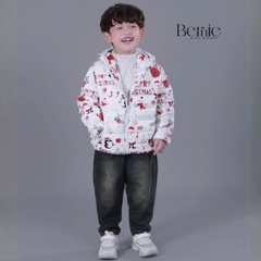 Áo khoác gió chần bông kèm nón nhiều màu cho bé trai bé gái size 11kg tới 25kg BERNIE T0125A25