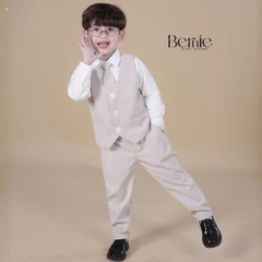 Set bộ vest hoàng gia 6 chi tiết dài tay màu nâu bé trai đi tiệc đi sự kiện size 9 tới 28kg BERNIE H0725B71