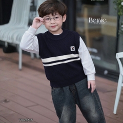 Áo gile len unisex bé trai bé gái 3 màu phối gấu phong cách hàn quốc cho bé trai 1 đến 7 tuổi BERNIE T1025A15