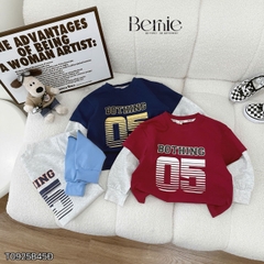 Set bộ bé trai áo thun cotton tay dài phối màu họa tiết Bothing kèm quần gió dài size 12 tới 28kg BERNIE T0925B45Đ