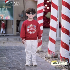 Áo Noel màu đỏ áo thun Giáng sinh dài tay cho bé trai bé gái size 1 đến 7 tuổi BERNIE T1025A04