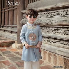 Set bộ áo dài bé trai kèm quần chất lụa phối họa tiết thêu gấm Phúc Lộc mặc Tết size 9 đến 25kg BERNIE H0925B22