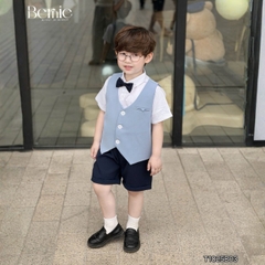  Set vest gi lê tay ngắn 4 chi tiết phối màu Classic Boy cho bé trai phong cách Hàn quốc size 8 tới 25kg BERNIE T1025B03