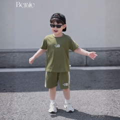 Set bộ thể thao cotton áo tay ngắn thêu Bernie Boy kèm quần short cho bé trai bé gái size 1 đến 7 tuổi H1125B34