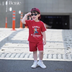 Set bộ cộc phong cách thể thao áo cotton họa tiết Home run kèm quần short cho bé trai size 9 tới 28kg BERNIE H1025B50