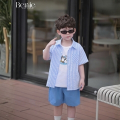 Set sơ mi 3CT Little Surfer cho bé trai áo sơ mi áo ba lỗ và quần short cho bé trai size 11 tới 28kg BERNIE H1225B30
