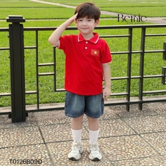 Áo thun polo Lá cờ đỏ sao vàng em bé Việt Nam tay ngắn unisex bé trai bé gái 9-28kg BERNIE H0725A41