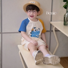 Set bộ tay ngắn cho bé trai áo thun cotton họa tiết Animal Vui Nhộn và quần short kaki 1 đến 7 tuổi BERNIE H0226B06Đ 