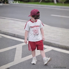 Set bộ thể thao Football cho bé trai áo tay ngắn họa tiết in chữ và số 10 kèm quần short size 9 tới 28kg BERNIE H1125B36