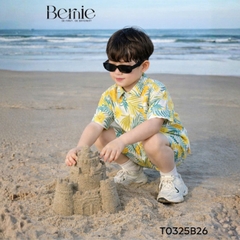 Set sơ mi đũi đi biển unisex cho bé trai bé gái họa tiết summer size 9 tới 25kg BERNIE T0325B26