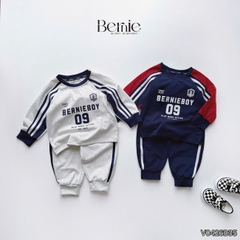 Set bộ dài tay áo thun raplang phối màu họa tiết Bernieboys kèm quần dài cho bé trai size 9 tới 26kg BERNIE V0426B35