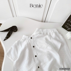 Set bộ đũi áo sơ mi cổ trụ phối khăn kèm quần dài cho bé trai đi chơi đi biển size 11kg tới 28kg BERNIE H0326B25