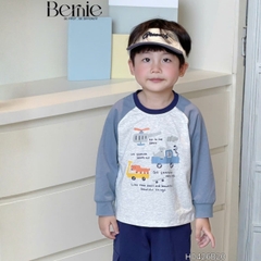 Set bộ dài tay áo thun raplang phối màu Little Riders kèm quần dài cho bé trai size 9 tới 25kg BERNIE H0426B20