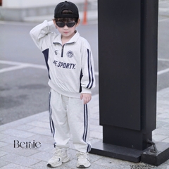 Set bộ thể thao bé trai áo hoodie tay dài cố phối dây kéo kèm quần dài BNE SPORTY 11 tới 28kg BERNIE T0526B17