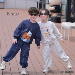 Quần dài nỉ thu đông phối viền phối màu thêu Cozy cho bé trai phong cách size 11 tới 28kg BERNIE H0526Q10