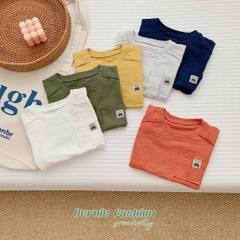 Áo tanktop cotton xược túi ngực thêu gấu dáng hàn quốc cho bé trai bé gái từ 9đến 24kg BERNIE 23A026