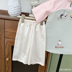 Áo dài cách tân bé gái chất Tafta lụa BERNIE màu xanh hồng bé mặc Tết đi tiệc đi chơi đi học