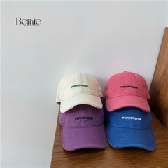 Mũ lưỡi trai kaki xước unisex cho bé trai bé gái thêu chữ phong cách Hàn quốc BERNIE 49-52cm cm bé 2 đến 6 tuổi 
