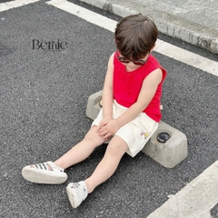 et đồ đi chơi bé trai sành điệu đi biển phong cách hàn quốc áo thun ba lỗ trơn kèm quần kaki phối túi thêu cầu vồng 1 đến 7 tuổi BERNIE T0125B03
