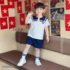 Set thủy thủ bé trai bé gái học sinh thêu lá cờ đỏ yêu nước Việt Nam 1 đến 8 tuổi Bernie H0625B08