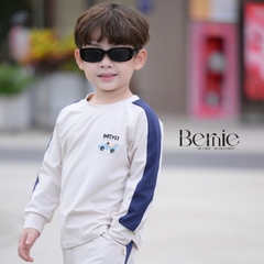 Set bộ thun cotton phối màu tay áo raplang dài cho bé trai họa tiết thêu Driver kèm quần dài 9 tới 28kg BERNIE H0725B67