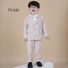 Set bộ vest hoàng gia 6 chi tiết dài tay màu nâu bé trai đi tiệc đi sự kiện size 9 tới 28kg BERNIE H0725B71