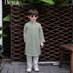 Set áo dài cách tân kèm quần cho bé trai chất lụa vân Thiên tử mặc Tết size 9 đến 25kg BERNIE H0925B11