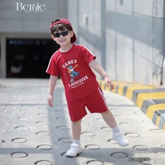 Set bộ cộc phong cách thể thao áo cotton họa tiết Home run kèm quần short cho bé trai size 9 tới 28kg BERNIE H1025B50