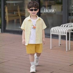 Set sơ mi 3CT Little Surfer cho bé trai áo sơ mi áo ba lỗ và quần short cho bé trai size 11 tới 28kg BERNIE H1225B30