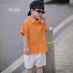 Áo sơ mi tay ngắn Basic nhiều màu unisex cho bé trai bé gái size 9kg tới 25kg BERNIE H1125A49Đ